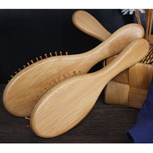 Bamboo Hair Brush Comb Set, Eco-Friendly Anti-Static Detangling Comb Hairbrus...