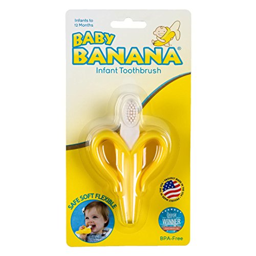 Baby Banana Yellow Banana Infant Toothbrush, Easy to Hold, Made in the USA, T...