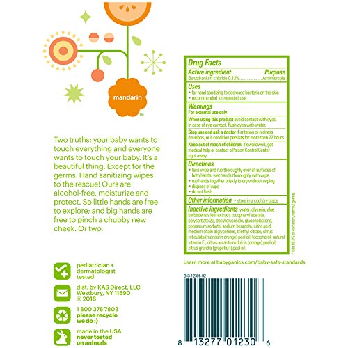 Babyganics Alcohol-Free Hand Sanitizing Wipes Bulk, Mandarin, 200 Count, (100...