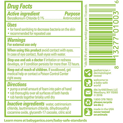 Babyganics Foaming Pump Hand Sanitizer, Alcohol Free, Travel Size, Fragrance ...