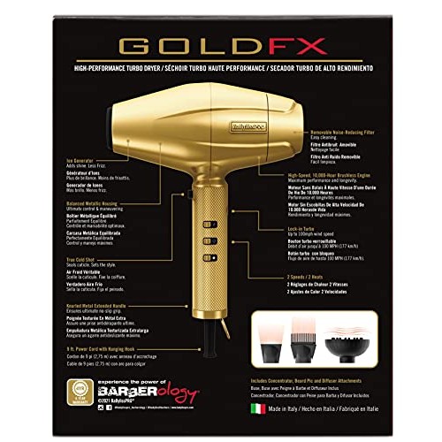 BaBylissPRO GoldFX High-Performance Turbo Hair Dryer, 1 ct.