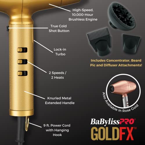 BaBylissPRO GoldFX High-Performance Turbo Hair Dryer, 1 ct.