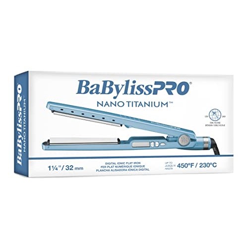 BaBylissPRO Nano Titanium 1-1/4" Ionic Straightening Iron, Blue