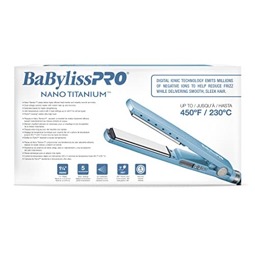 BaBylissPRO Nano Titanium 1-1/4" Ionic Straightening Iron, Blue