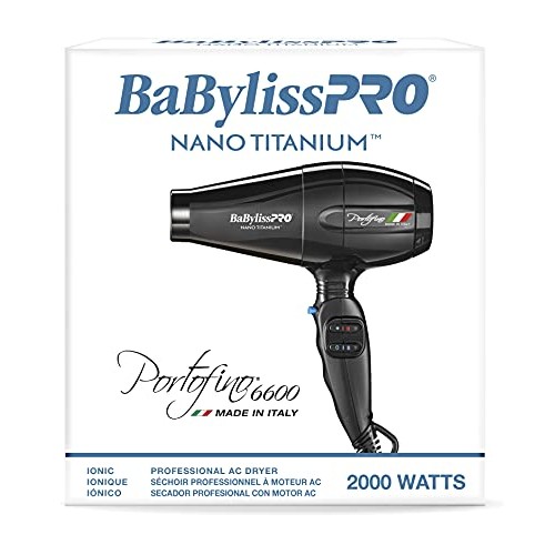 BaBylissPRO Nano Titanium Portofino Full-Size Dryer, Black