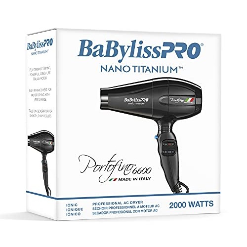 BaBylissPRO Nano Titanium Portofino Full-Size Dryer, Black