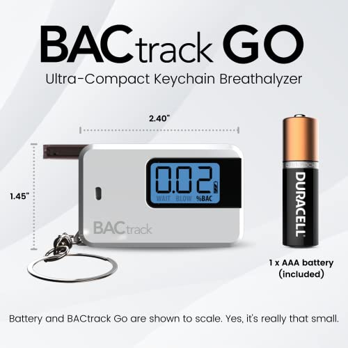 BACtrack Go Keychain Breathalyzer (White) | Ultra-Portable Pocket Keyring Alc...
