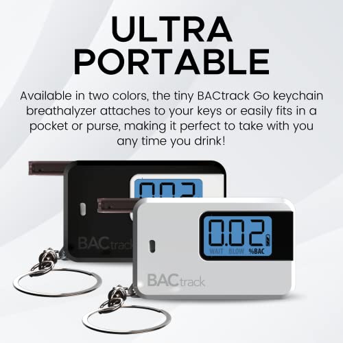 BACtrack Go Keychain Breathalyzer (White) | Ultra-Portable Pocket Keyring Alc...