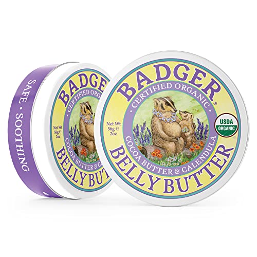 Badger - Belly Butter, Cocoa Butter & Calendula, Certified Organic Belly Butt...