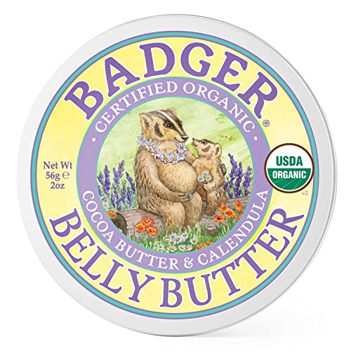 Badger - Belly Butter, Cocoa Butter & Calendula, Certified Organic Belly Butt...