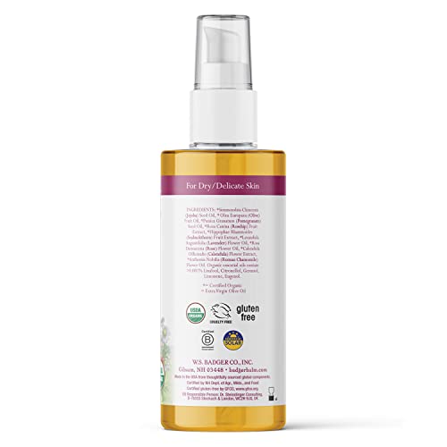 Badger - Body Oil, Damascus Rose, Certified Organic Body Oil, Natural Body Oi...