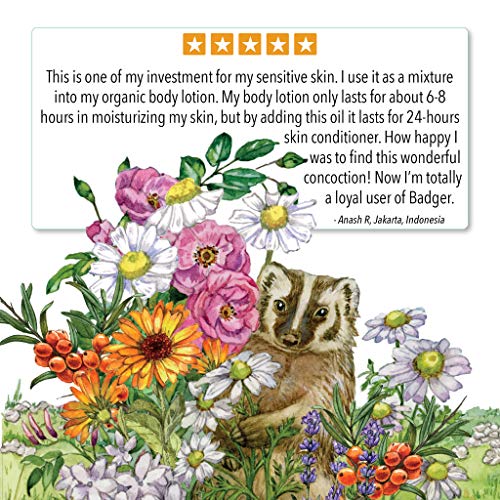 Badger - Body Oil, Damascus Rose, Certified Organic Body Oil, Natural Body Oi...