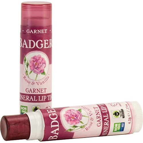 Badger - Mineral Lip Tint, Garnet, Moisturizing Lip Balm with Sheer Color, Na...