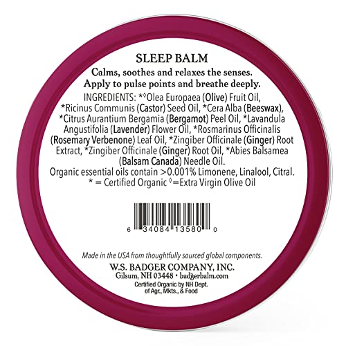 Badger - Sleep Balm, Lavender & Bergamot, Natural Sleep Balm, Scented Relaxin...