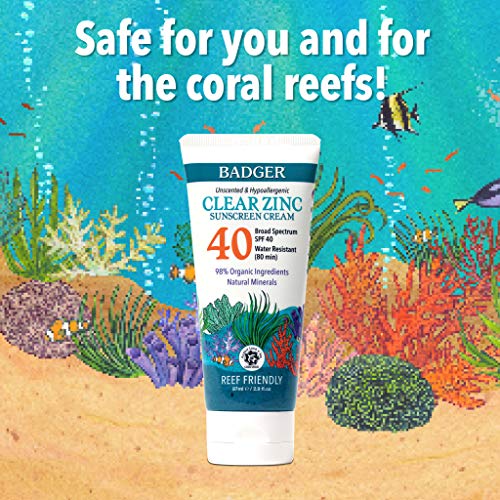 Badger SPF 40 Sport Mineral Sunscreen Cream - Reef-Friendly Broad-Spectrum Wa...