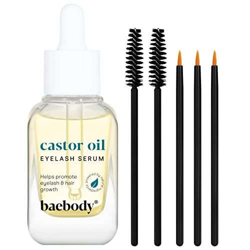 Baebody Castor Oil Eyelash and Eyebrow Growth Serum with Treatment Applicator...