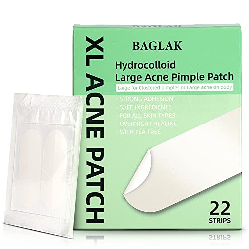 BAGLAK Hydrocolloid Large Acne Pimple Patches (22 Strips), XL Size, Larger Br...