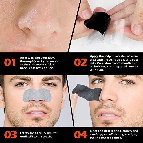 BAGLAK Men Blackhead Pore Strips, (28 Strips), Bamboo Charcoal, Deep Cleansin...