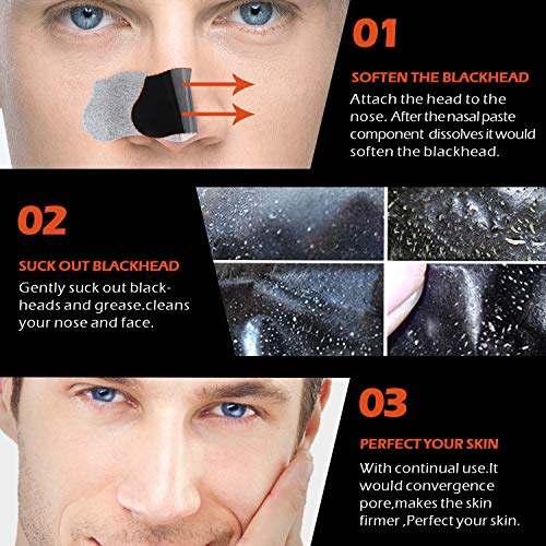 BAGLAK Men Blackhead Pore Strips, (28 Strips), Bamboo Charcoal, Deep Cleansin...