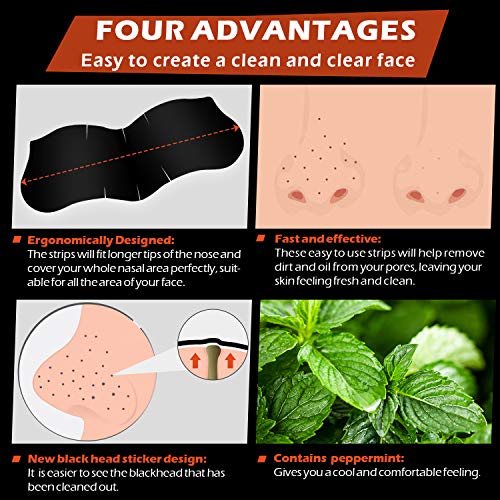 BAGLAK Men Blackhead Pore Strips, (28 Strips), Bamboo Charcoal, Deep Cleansin...