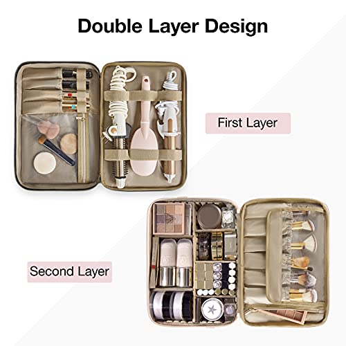 Large Makeup Bag, BAGSMART Double Layer Cosmetic Makeup Organizer Travel Make...
