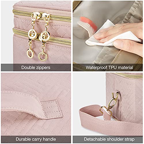 Large Makeup Bag, BAGSMART Double Layer Cosmetic Makeup Organizer Travel Make...