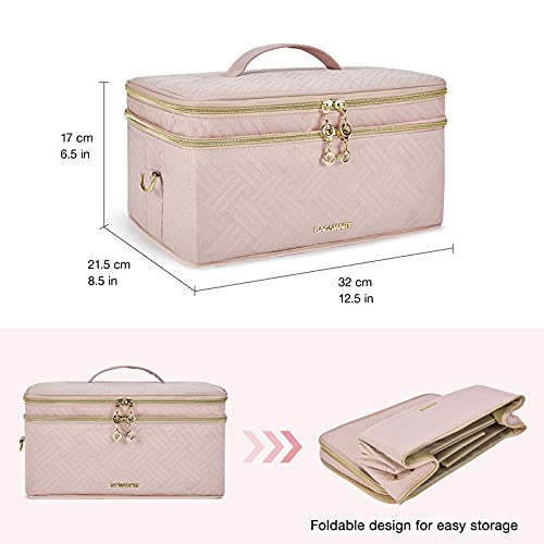 Large Makeup Bag, BAGSMART Double Layer Cosmetic Makeup Organizer Travel Make...