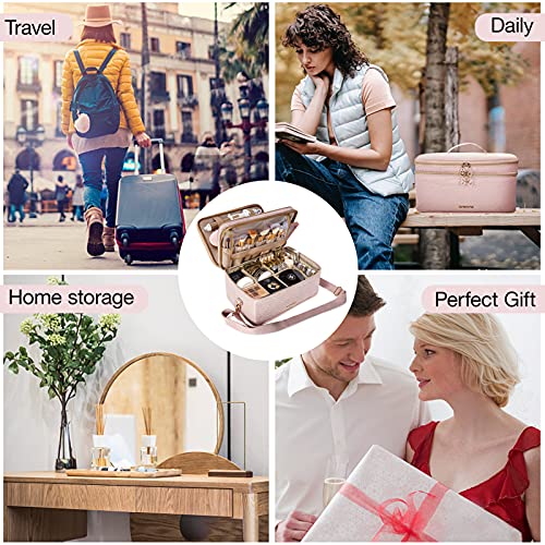 Large Makeup Bag, BAGSMART Double Layer Cosmetic Makeup Organizer Travel Make...