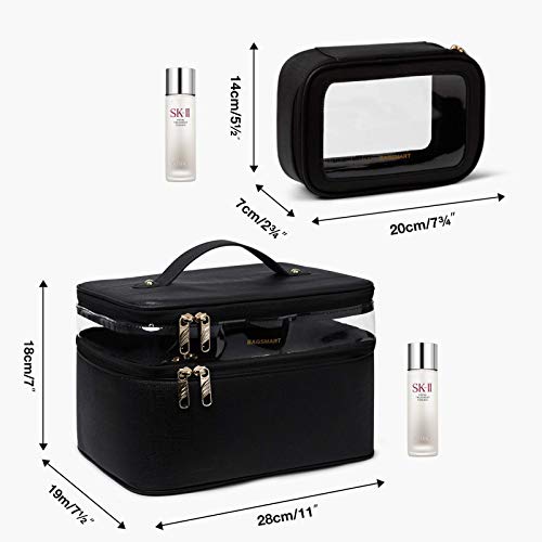 Makeup Bag Set,BAGSMART Roomy Cosmetic Case Plus a TSA Approved Transparent C...