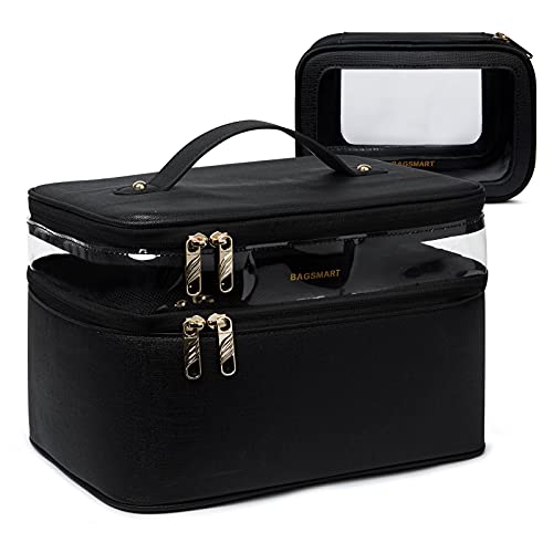 Makeup Bag Set,BAGSMART Roomy Cosmetic Case Plus a TSA Approved Transparent C...