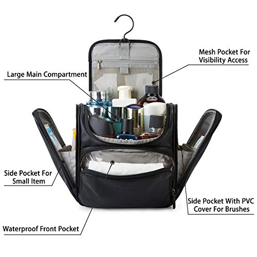 Toiletry Bag, BAGSMART Hanging Leather Toiletry Kit Large Women Mens Travel O...