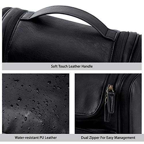 Toiletry Bag, BAGSMART Hanging Leather Toiletry Kit Large Women Mens Travel O...
