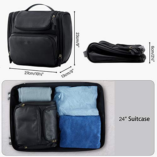 Toiletry Bag, BAGSMART Hanging Leather Toiletry Kit Large Women Mens Travel O...