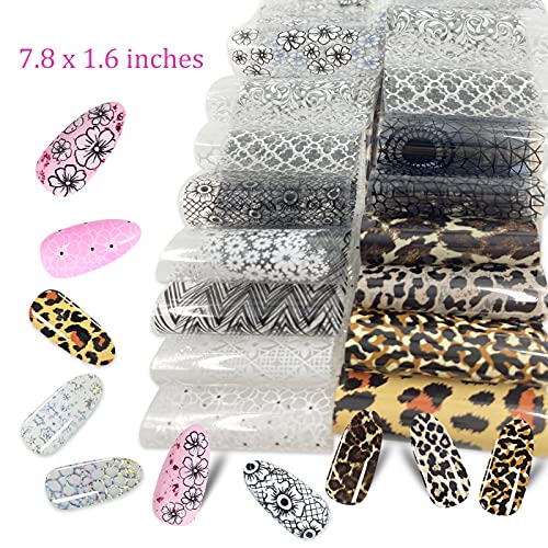 100 Sheets Nail Foil Transfer Sticker Kit, Bagvhandbagro Nail Art Decals Nail...
