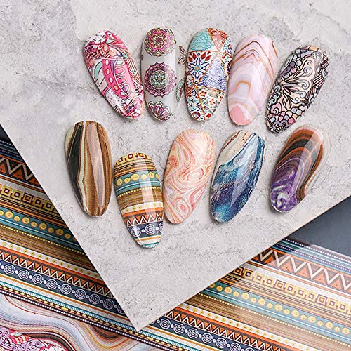 100 Sheets Nail Foil Transfer Sticker Kit, Bagvhandbagro Nail Art Decals Nail...