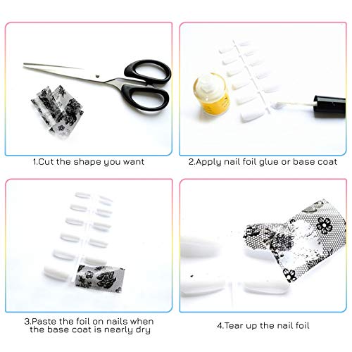100 Sheets Nail Foil Transfer Sticker Kit, Bagvhandbagro Nail Art Decals Nail...