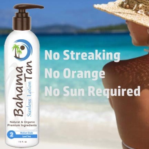 Self Tanning Lotion Fair to Medium Organic & Natural, Body & Face, Bahama Tan...