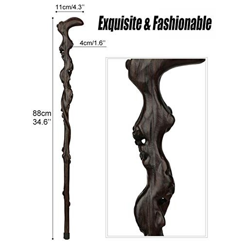 Bahu Wood Carved Crutch, Handmade Wooden Cane for Men and Women, Fashionable ...