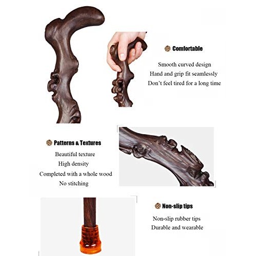 Bahu Wood Carved Crutch, Handmade Wooden Cane for Men and Women, Fashionable ...