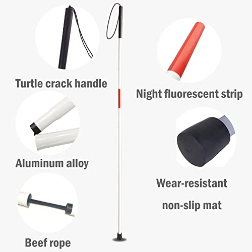 Baitaihem Folding Blind Cane Reflective Red Folding Walking Stick for Vision ...