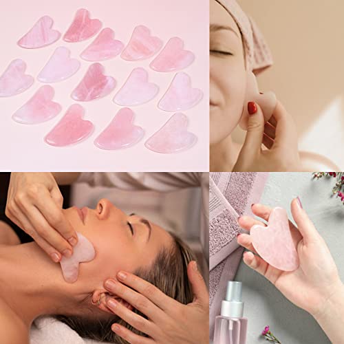 Gua Sha Facial Tools, Guasha Tool for Face 2 Pcs Gua Sha Stone, Rose Quartz G...
