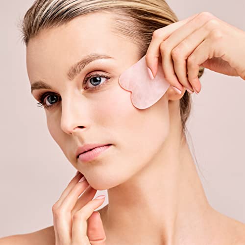 Gua Sha Facial Tools, Guasha Tool for Face 2 Pcs Gua Sha Stone, Rose Quartz G...