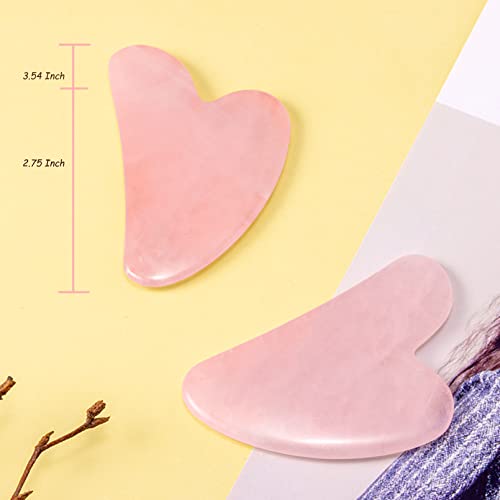 Gua Sha Facial Tools, Guasha Tool for Face 2 Pcs Gua Sha Stone, Rose Quartz G...