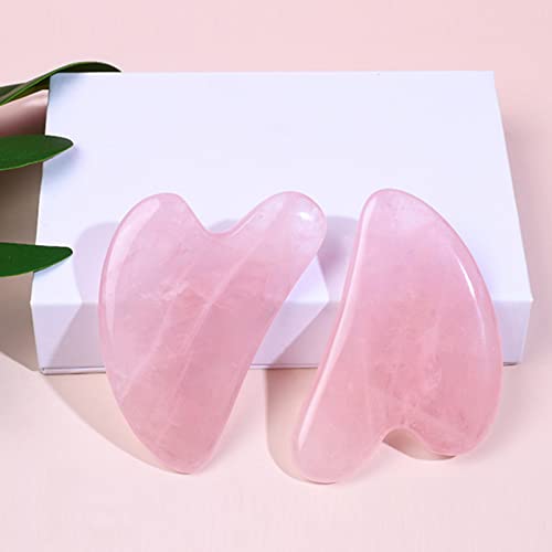 Gua Sha Facial Tools, Guasha Tool for Face 2 Pcs Gua Sha Stone, Rose Quartz G...