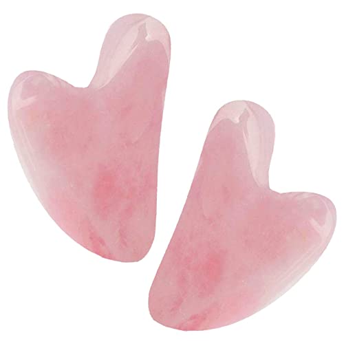 Gua Sha Facial Tools, Guasha Tool for Face 2 Pcs Gua Sha Stone, Rose Quartz G...