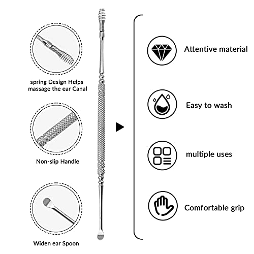 Spiral Ear Wax Ear Pick Spoon,2 Pack Portable Soothing & Anti-Itch Earwax Too...
