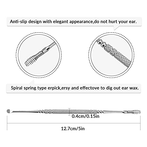 Spiral Ear Wax Ear Pick Spoon,2 Pack Portable Soothing & Anti-Itch Earwax Too...