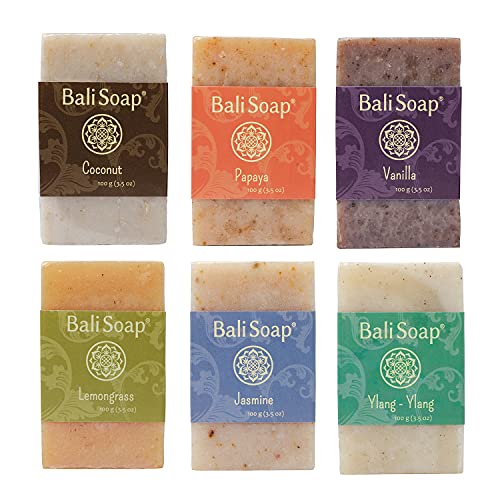 Bali Soap - Natural Soap Bar for Men & Women - 6 pc Variety Pack Gift Set, Fa...