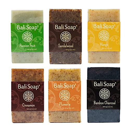 Bali Soap - Natural Soap Bar for Men & Women - 6 pc Variety Pack Gift Set, Fa...