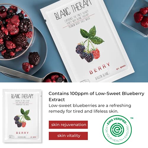 Ballon Blanc Therapy Face Facial Masks Sheet | Infused With Berry Collagen La...